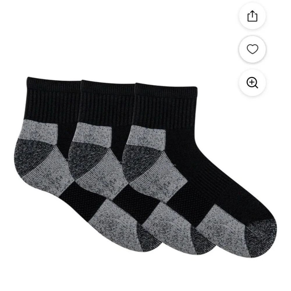 Gildan Men’s Ultra Cotton Quarter Socks Black 3 Pack Size 6-12
